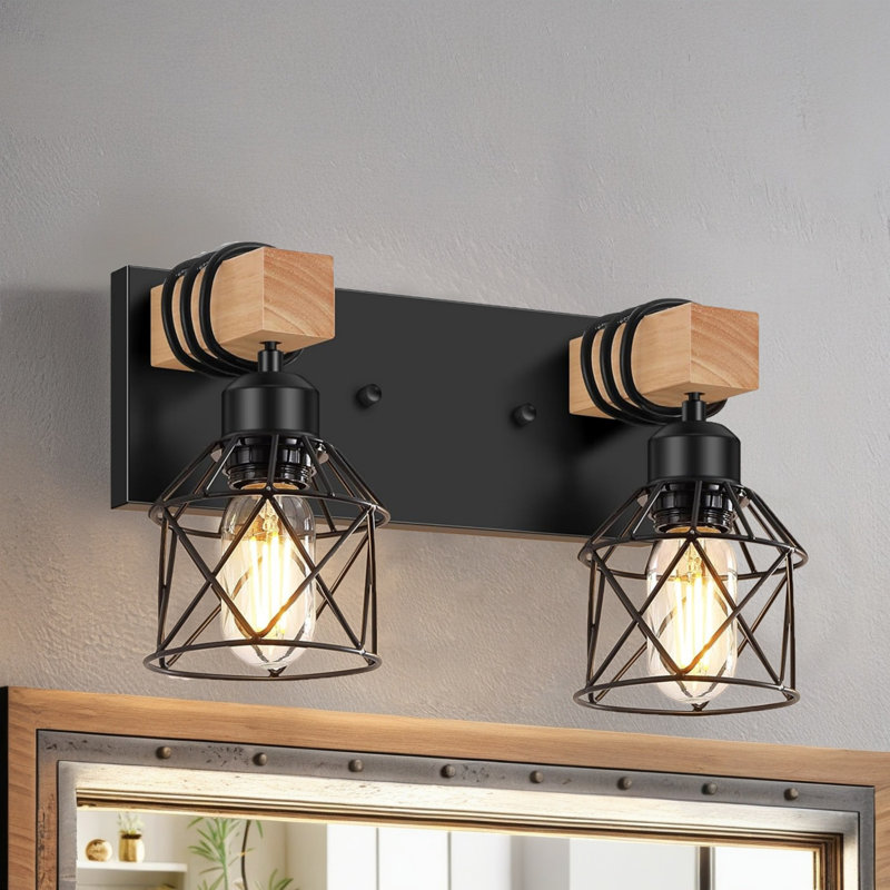Dimmable Vanity Light, 2 Lights, Black