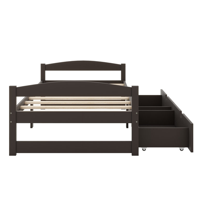 Lit plateforme avec deux tiroirs, Espresso