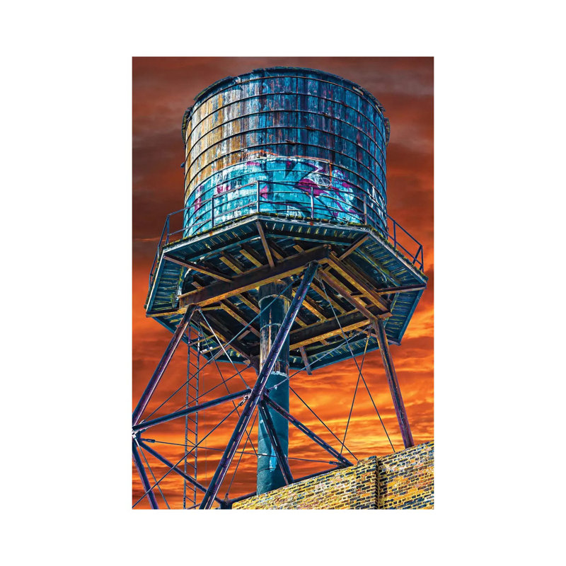 Water Tower 1 Piece Wrapped Canvas Wall Art, 30.48 cm H x 45.72 cm W