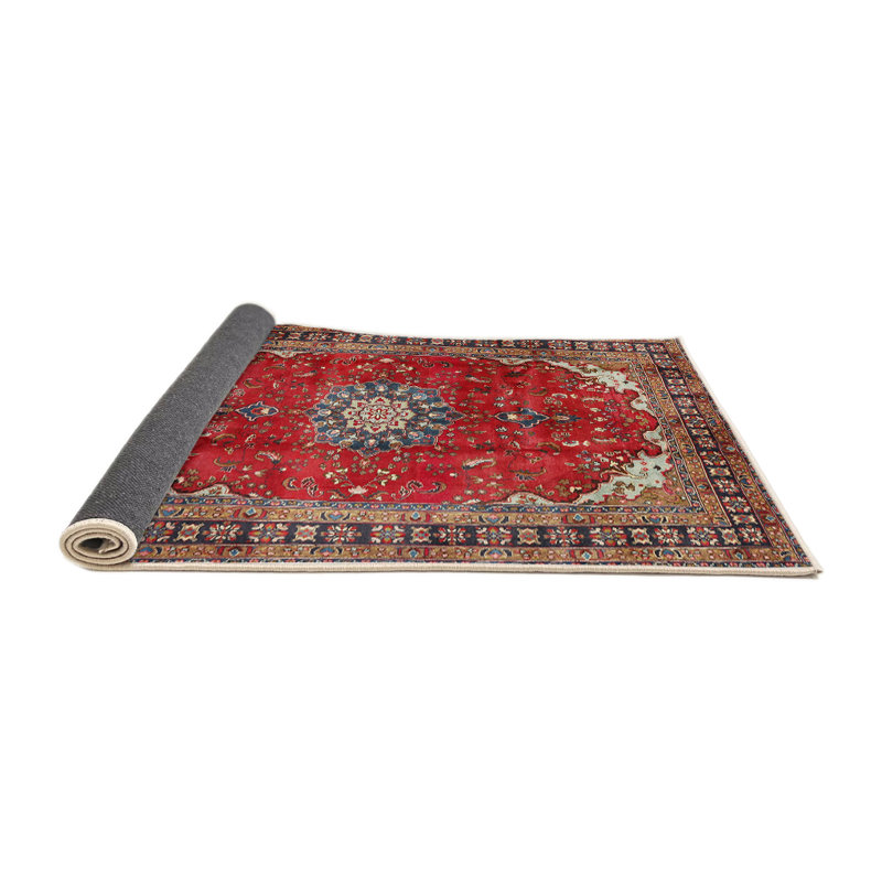 Rouge oriental/brun Tapis décoratif Abul, Rond 7 pi