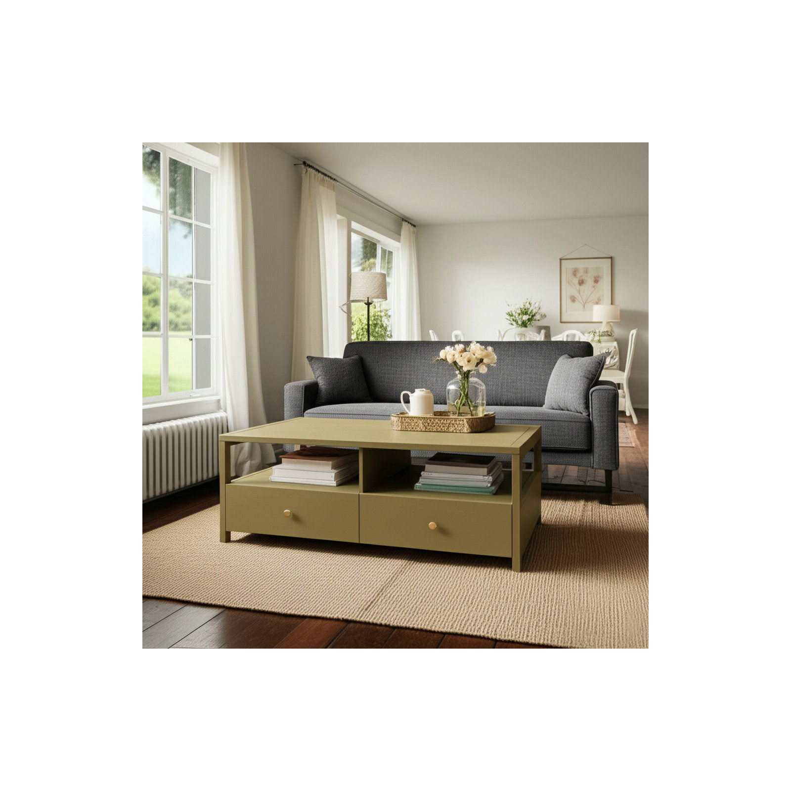 Gracie Coffee Table, Olive Green