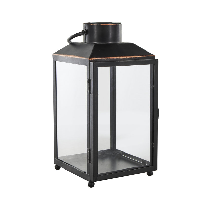 Cole And Grey Metal Modern Candle Lantern With Gold Accents