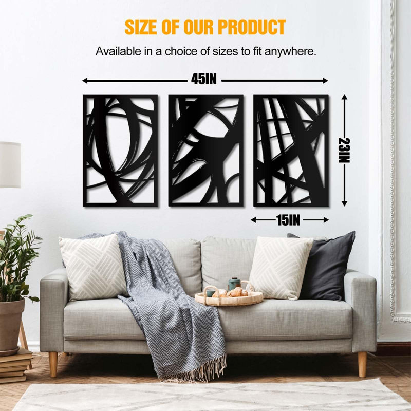 3 Piece No Frame Print on Metal