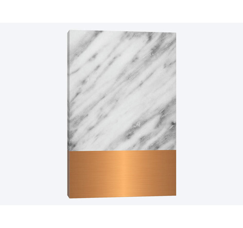 « carrare marbre avec cuivre », reproduction d’impression sur toile, H 12 po x l 8 po x P 0,75 po, Pas de tapis, Toile tendue