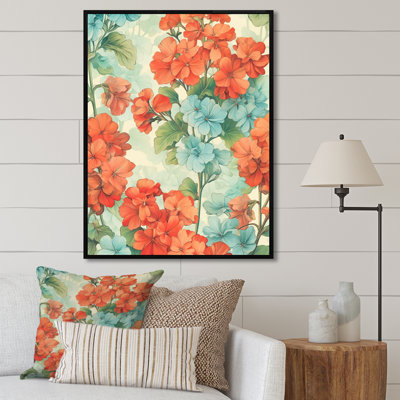 Impression sur toile «Blue and Orange Geranium Collage»