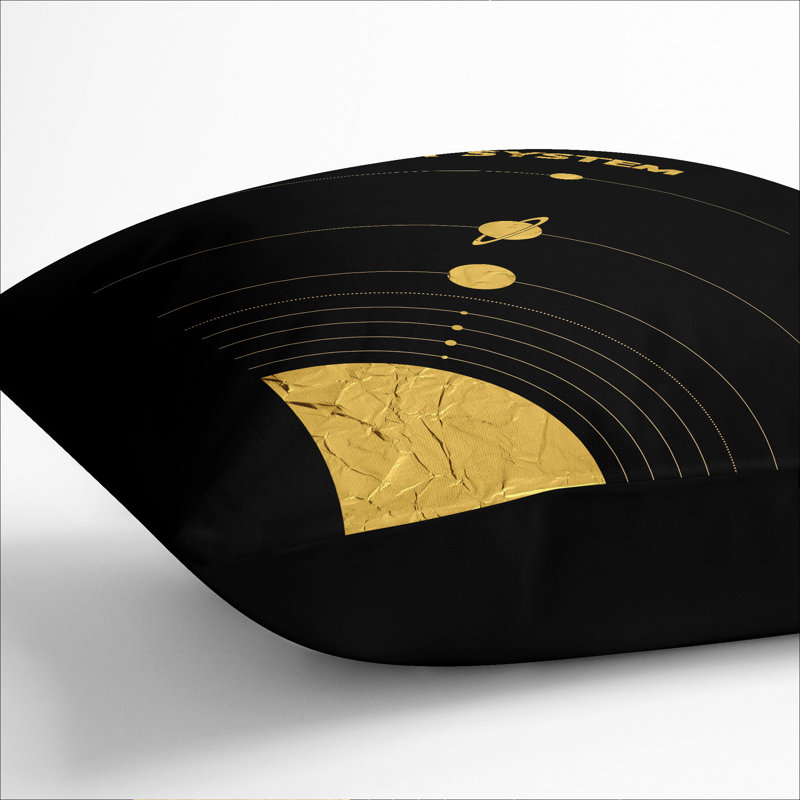 The Solar System in Gold Scatter Cushion, 55cm H x 55cm W x 20cm D, Black