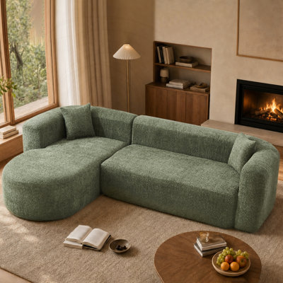 Modular L-Shaped Sectional Sofa with Chenille Fabric