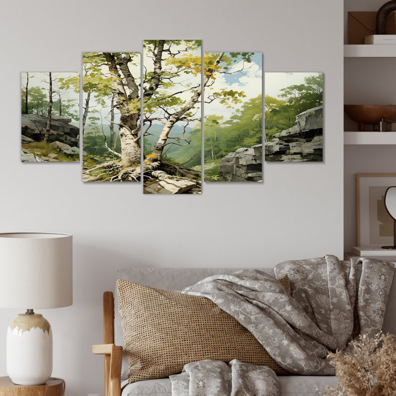 «Birch Tree Forest Essence IV - Tree Multipanel», ensemble d'art mural