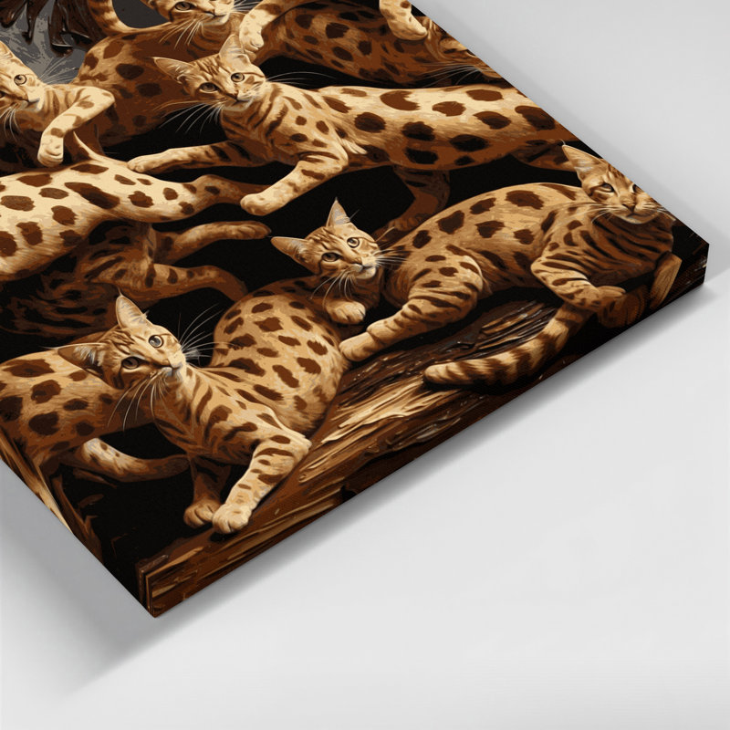 Cats Ocicat, art mural sur toile noire, H 12 po x l 12 po