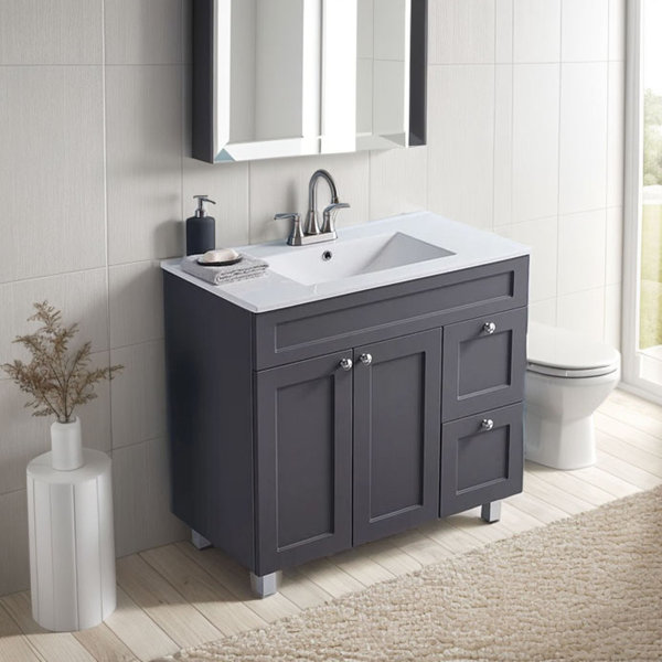 Winston Porter Myli 35.8'' Single Bathroom Vanity with Ceramic Top ...