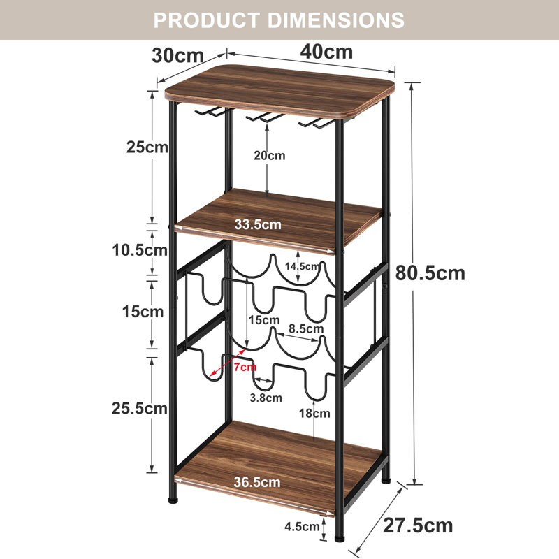 6 Bottle Standard Wine Bottle & Glass Rack