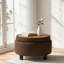 Round Storage Ottoman with Tray, Upholstery Coffee Table with Removable Top-307772860-307772861