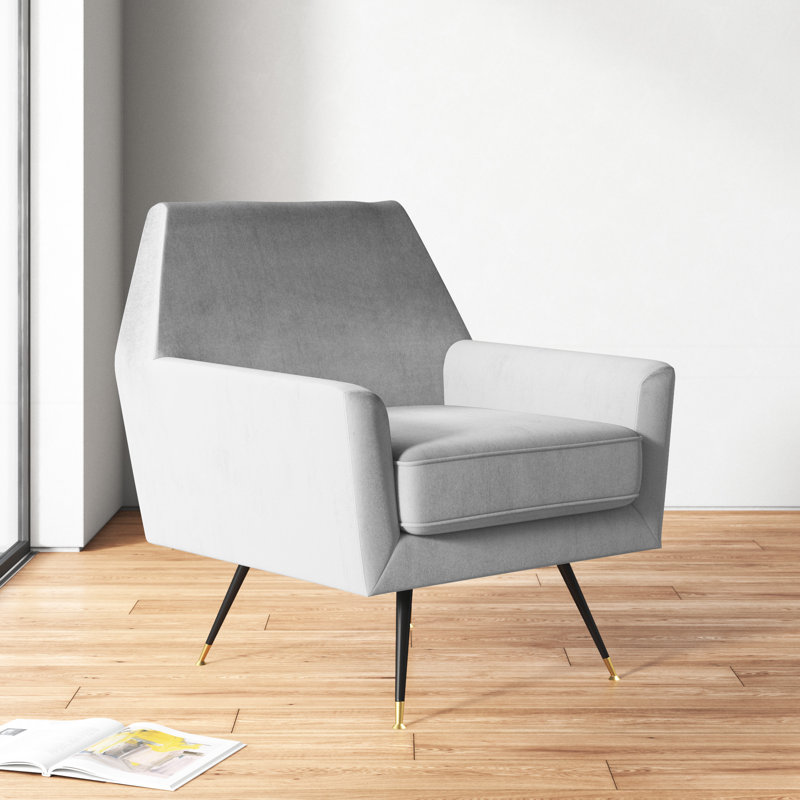 Schumacher Velvet Armchair, Light Gray Velvet