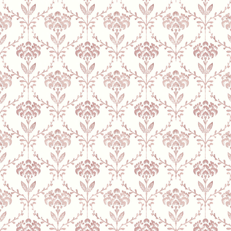 Martha Stewart Chateau Fleur Basketweave Green Wallpaper, Pink