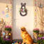 Couronnes de lapin de Pâques pour la porte d'entrée, couronne de Pâques avec décorations d'œufs pastel pour la maison, couronne de porte de printemps avec fleurs de pivoines sur des brindilles mixtes pour fenêtre murale (18 pouces)