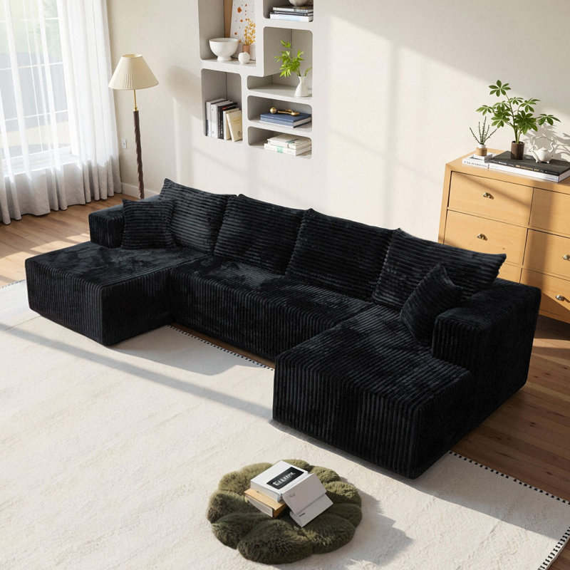 U-Shaped Modular Compression Sofa, Black