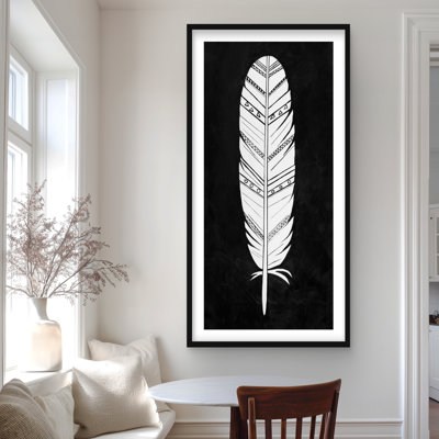 Native American Feather Framed Matted Print for Home Decor