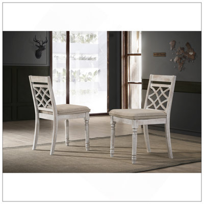 Ensemble de 2 chaises Havana en tissu blanc cassé avec coussins confortables et finition en bois naturel Havanna