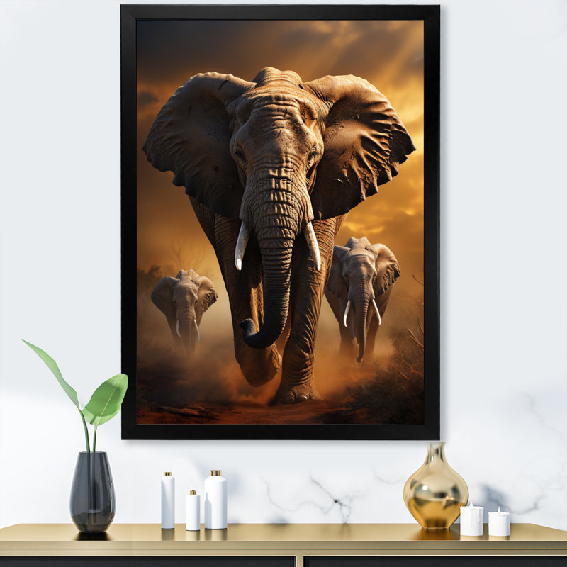 Éléphant chuchotant Izzibella d'Afrique III - impression, Cadre photo noir, H 20 po x l 12 po x P 1 po