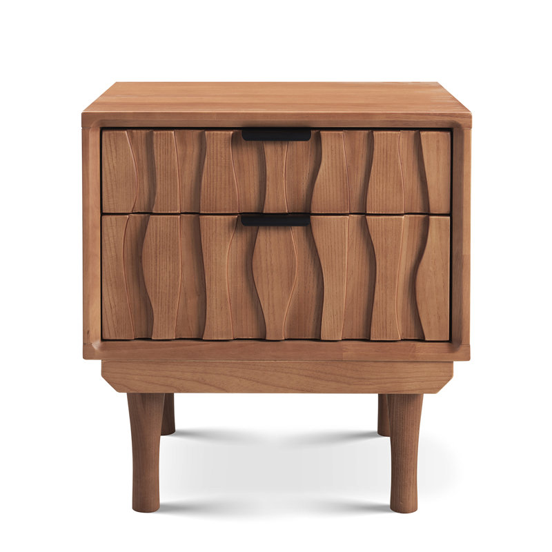 Veneto Two Drawers Bedside Cabinet, Brown
