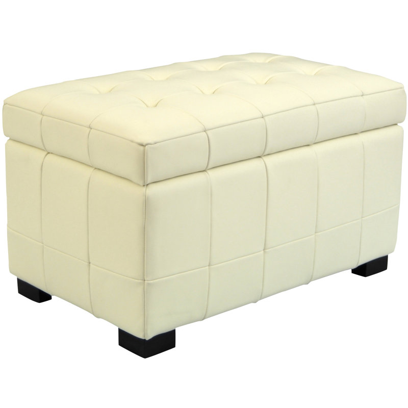 Maiden Faux Leather Ottoman, Off White Faux Leather