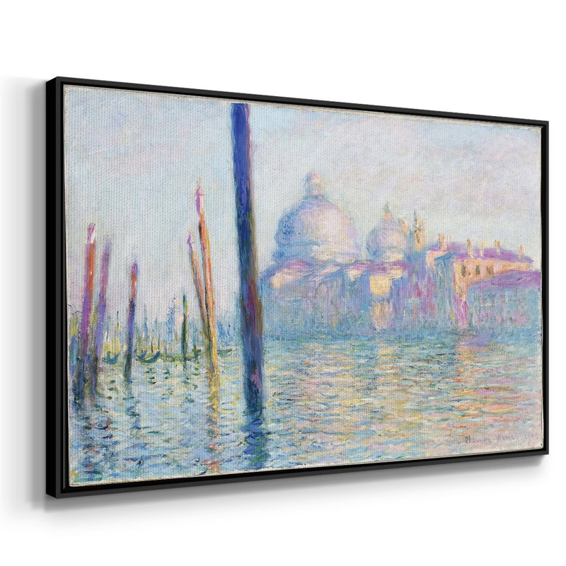 Le Grand Canal à Venise, 1908 01, Toile encadrée noire à coins fermés, H 17 po x l 25 po x P 2 po