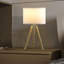 Lampe de table à trépied moderne réglable en laiton / or brillant de 35,5 po à 25,75 po de hauteur pour salon, table de chevet, lampe de chevet pour chambre à coucher, lampe DEL