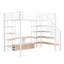 Lit mezzanine en métal avec escalier, table de rangement basse et tablettes de rangement-87490571