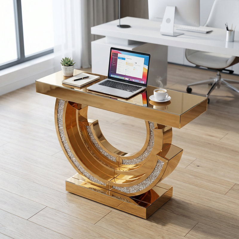 Console Modern Diamond Crush, Brun
