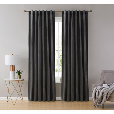Monroy Velvet Solid Color Curtain Panels Set