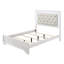 Lit double à panneau double avec tête de lit tapissier à boutons et lumières à DEL, style contemporain, couleur avoine givré pour lit de chambre à coucher, taille, DEL, conception texturée,