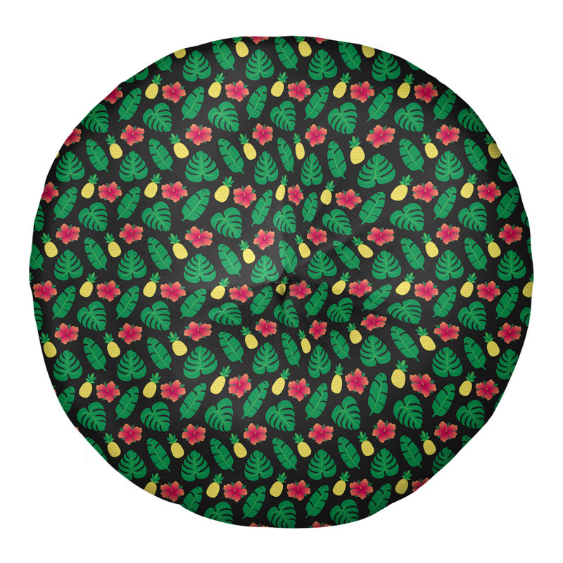 Coussin de sol touffeté rond Katelyn Elizabeth, 26 po x 26 po, Noir