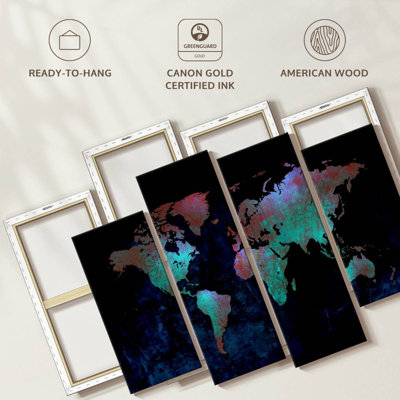 " Depths of the World Map " 4 Piece Art Graphic Art Print