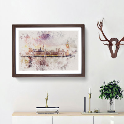 Big Ben & Houses of Parliament Watercolour - Picture Frame Graphic Art Print
