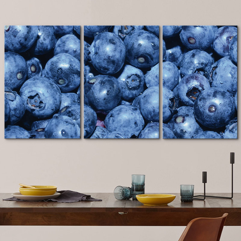 Gros plan aérien Collage de bleuets Photographie Culinaire Photographie Réalisme Décor Naturel Diète vibrante, Toile tendue