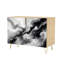 Buffet Buffet avec rangement Abstrait noir et blanc en marbre tourbillonnant avec 2 portes pour le salon et la cuisine
