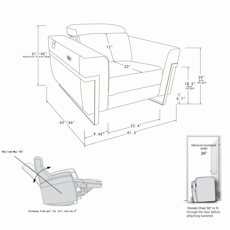 Cuir grainé avec fauteuil inclinable Global United, Blanc