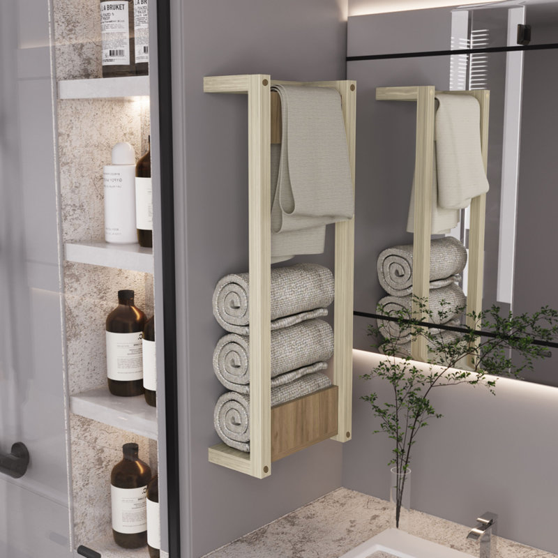 Étagère murale 31,5 po, chêne naturel - Salle de bain, Naturel