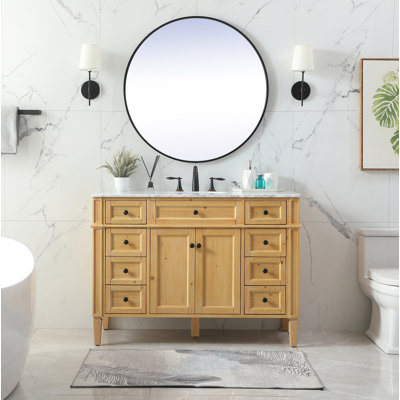 Rivers 48'' Single Bathroom Vanity with Carrara Marble Top