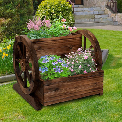 Planter Boxes Outdoor, Flower Planters Outdoor With Wheels, Decorative Garden Planter For Vegetable, Flower, Herb, Outdoor Planters For Patio