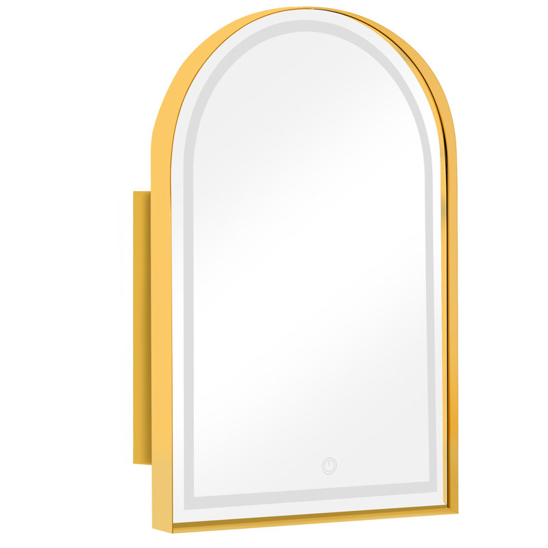 24'' W 36'' H Recessed Framed Medicine Cabinet With LED Mirror, Gold