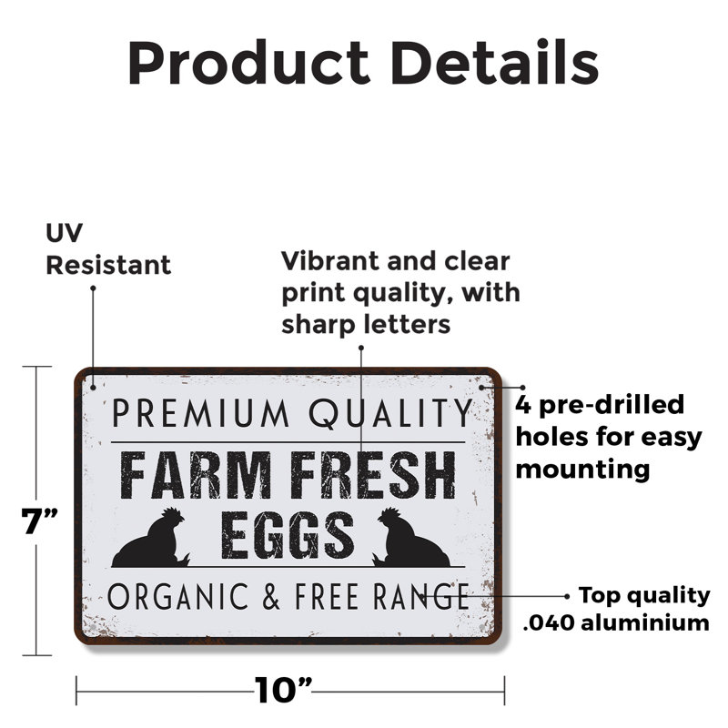 Enseigne à poulailler Farm Fresh Eggs