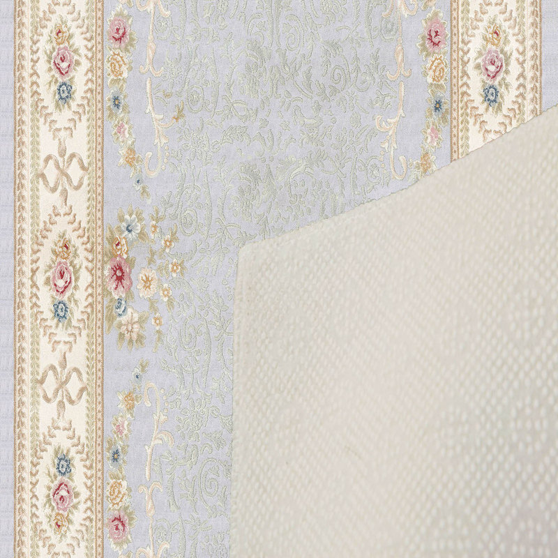 Tapis oriental en polyester tissé à plat beige / gris Tiarra, Rectangle 5 pi 11 po x 9 pi 2 po