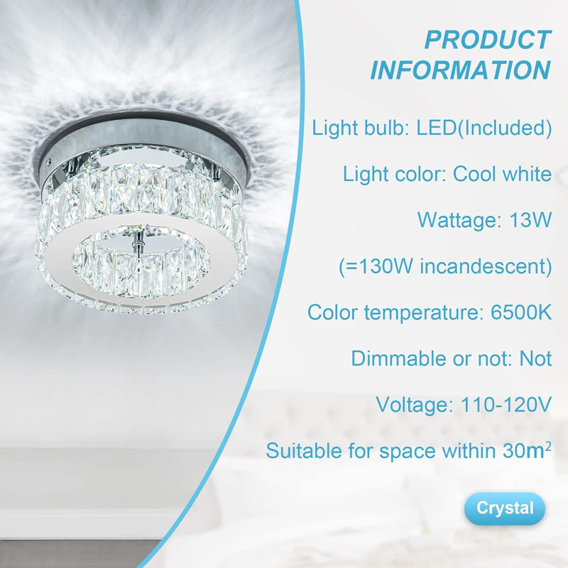 Mini Crystal Flush Mount Chandelier