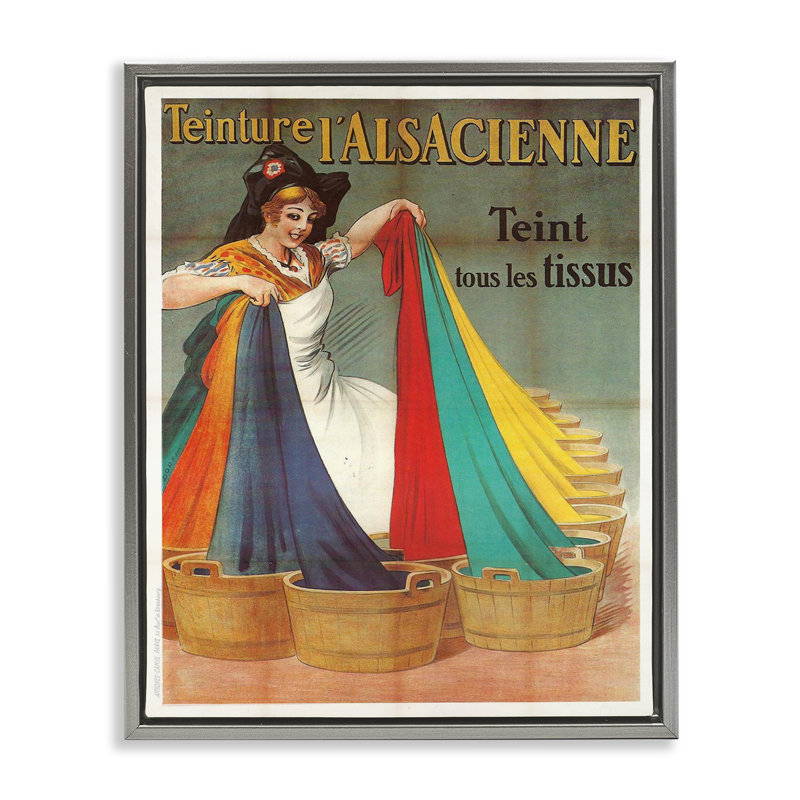 Cadre flottant rétro Teinture L'Alsacienne, design par Marcus Jules, Cadre flottant gris lustré, H 21 po x l 17 po