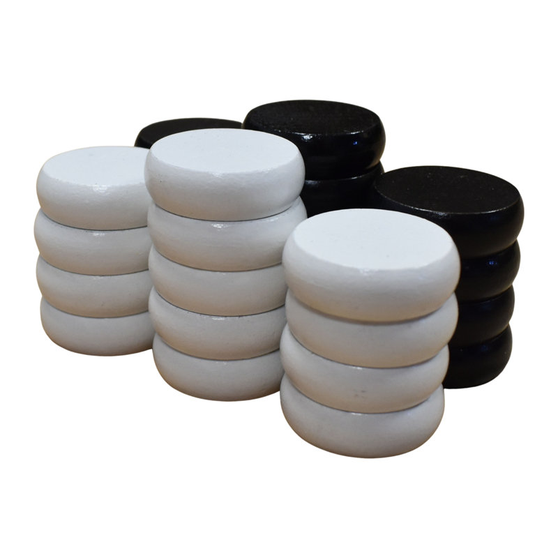 Disques Crokinole (petits disques - 1 1/8 pouce de diamètre (2,9 cm)), Noir / blanc