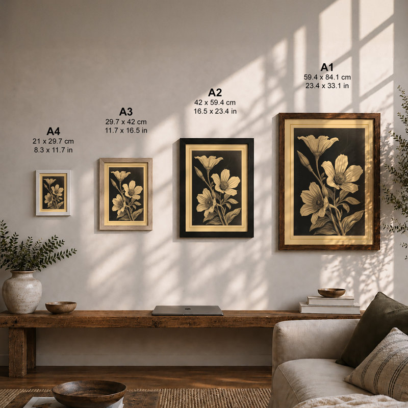 Delicate Botanicals Botanical - Framed Print, Oak, A4 - 29.7 x 21.0 cm