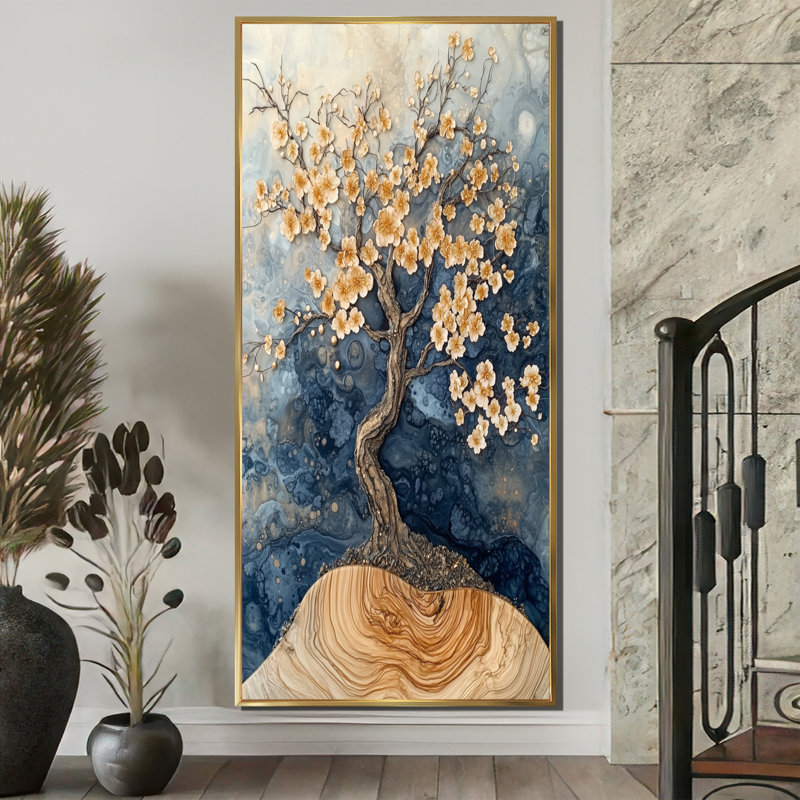 Hodgson - Floral Canvas Art Print, H 60 po x l 28 po, Reproduction encadrée sans passe-partout, Doré