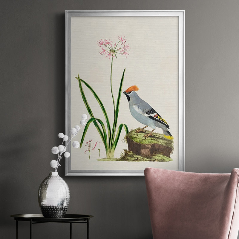 Bird in Habitat II, reproduction encadrée de qualité supérieure - prête à être accrochée, Argent
