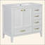 Meuble-lavabo de 36 po avec lavabo, armoire de salle de bain avec porte à fermeture en douceur, 4 tiroirs de différentes tailles, structure et pieds en bois massif, un paquet-2015830947